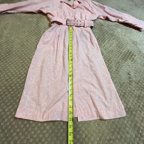Vintage Retro 80s Pink Power Lunch Dolman Belted Midi Front Slit SZ 12/8 Dress - Picture 9 of 16